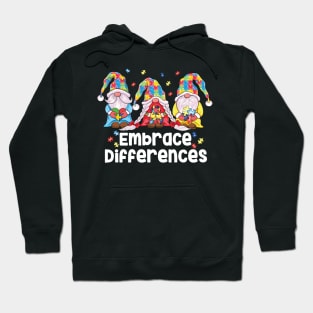 Cute Gnomes Holding Puzzle & ribbon Support Autism Awareness Hoodie